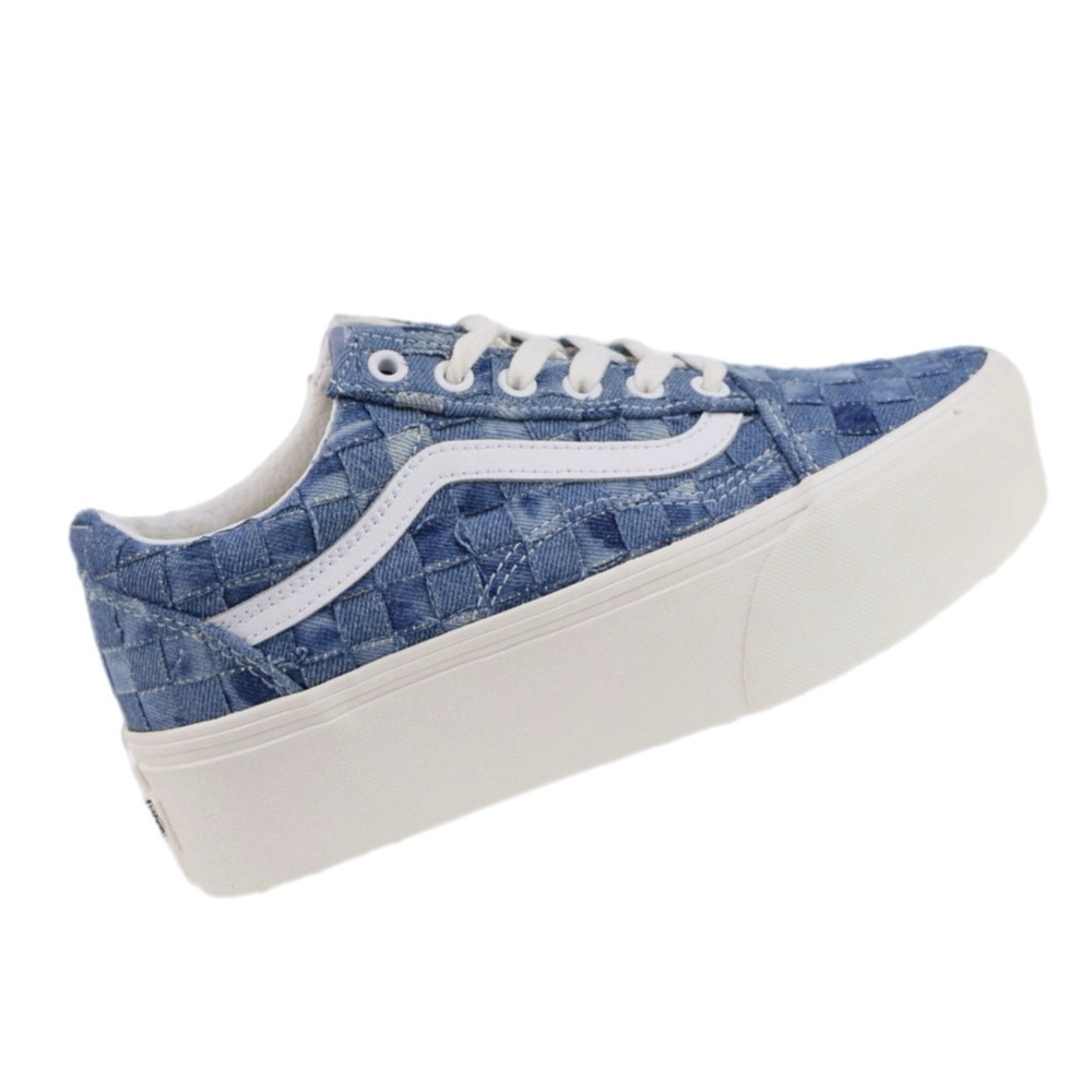 vans woven old stool stackform denim multi shoes size 8